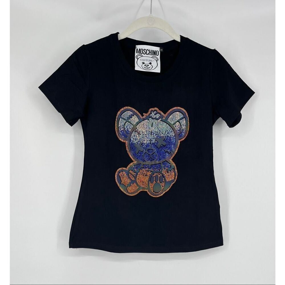Moschino Couture Crystal Teddy Bear Tee Women's Size Small Designer NEW w/o Tags